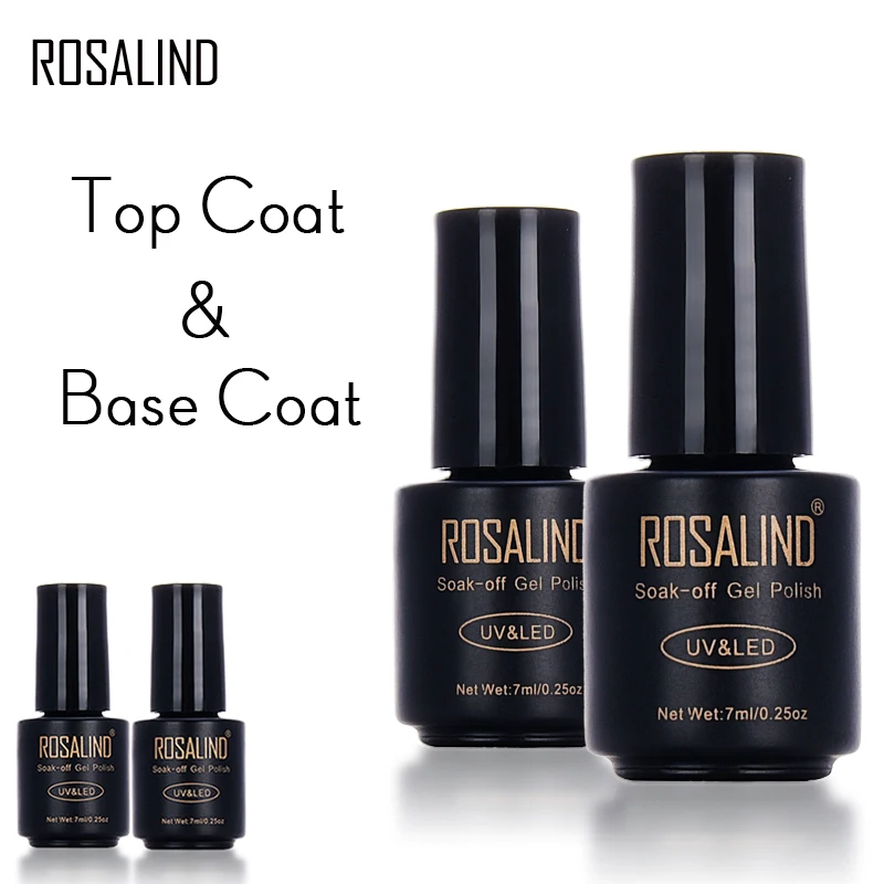 

ROSALIND Base&Top Nail Gel Polish Tempered Top Reinforce Gel Rubber For Semi Permanent Nail Manicure Nail Art Gel Varnish