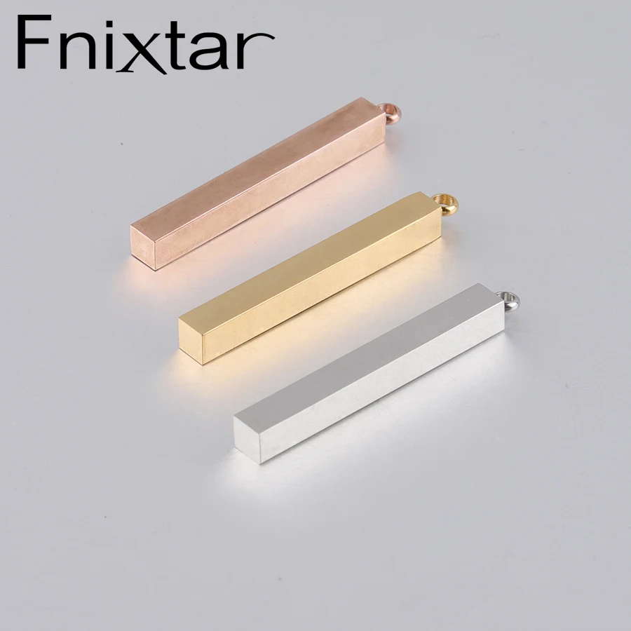 

Fnixtar Stainless Steel Stamping Bar Blank Long Square Bar Pendant Charms DIY Custom Engraved Name Date Bar 5*40mm 20piece/lot