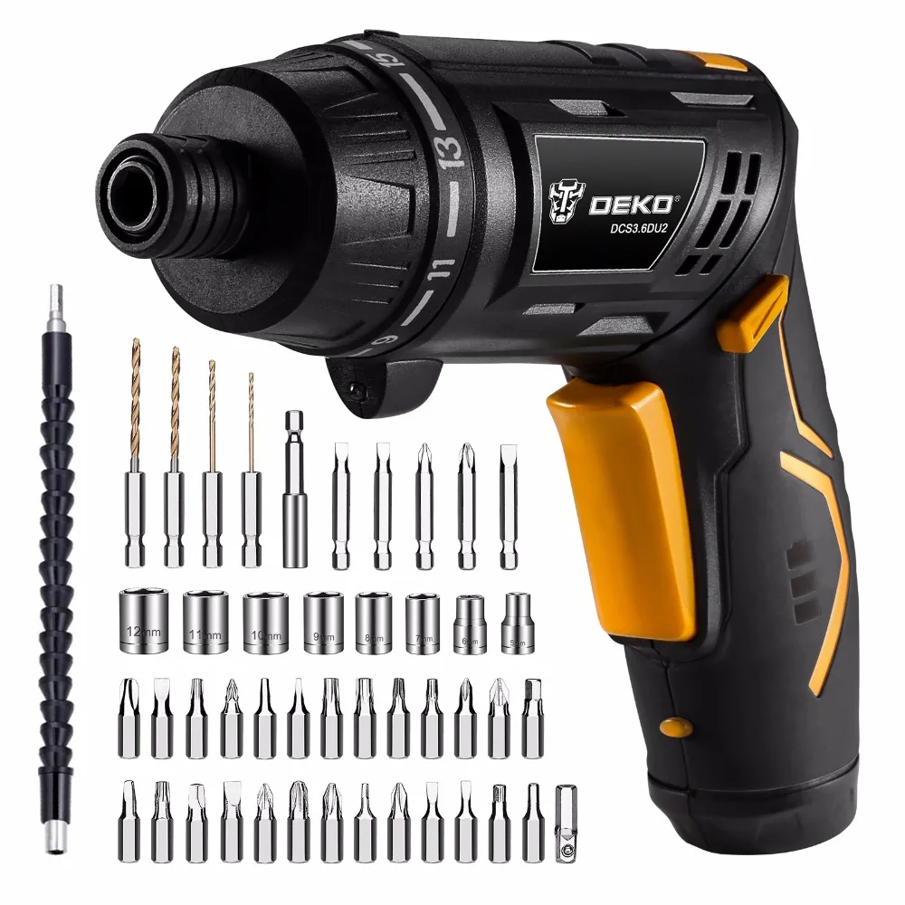 DEKO DCS3.6DU2 Cordless Cacciavite Elettrico con Twistable Maniglia Per Uso Domestico FAI DA TE Batteria Ricaricabile Cacciavite con la Torcia del LED
