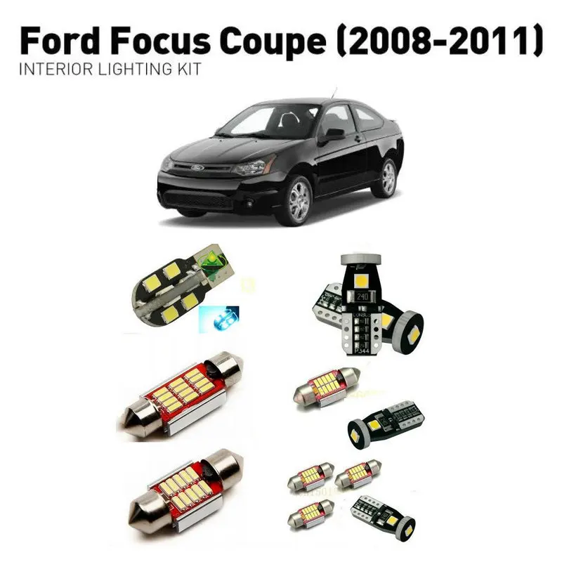 

Светодиодные внутренние фары для Ford focus coupe 2008-2011, 12 шт., светодиодные фары для автомобилей, комплект освещения, автомобильные лампы Canbus