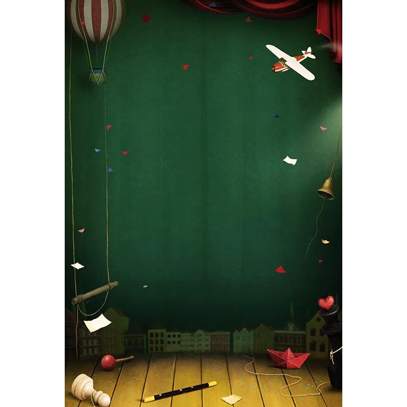 

5x7ft Kindergarten Class Balloons Swing Plane Washable No Wrinkle Banner Photo Studio Background Backdrop Polyester Fabric