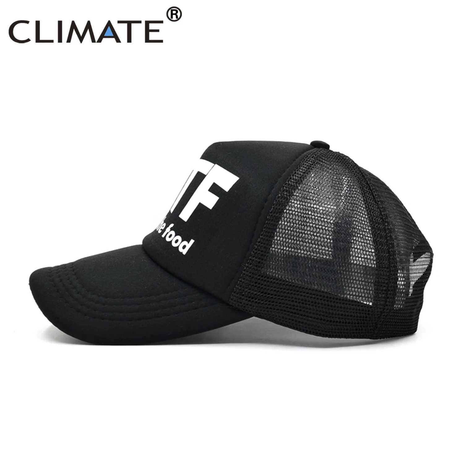 CLIMATE WTF Funny Trucker Caps Men Funny WTF Baseball Caps Foodie Snacks Cate Fans Cap Hip Hop Summer Mesh Caps for Men Women