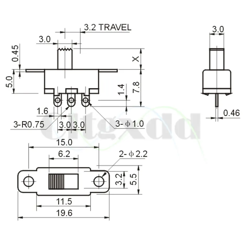 Cltgxdd Toggle Switch SS12F15G5 Vertical 3 Pin  2 Position 1P2T With Fixed Hole Interruptor ON-OFF Slide Switch PCB Mount - Image 6