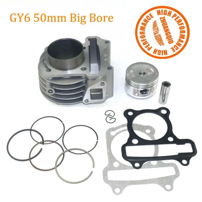 GY6 50mm Big Bore Kit Cylinder Piston Rings  For Chinese GY6 50cc 4 Stroke GAS Scooter TAOTAO 100cc Racing