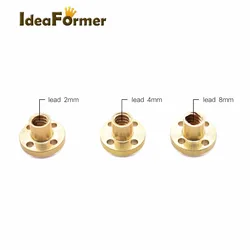 3D printer accessoris Copper Screw Nut T2mm T4mm T8mm Lead Screw stepper motor rail screw Flange Brass Screw Nut