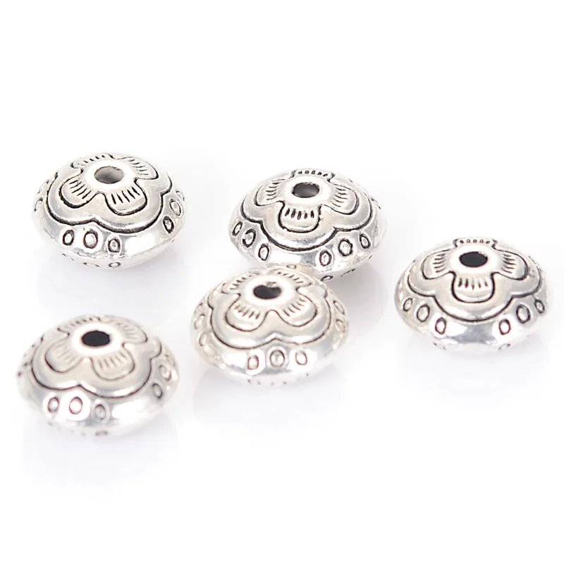 Miasol 20 Pcs Retro Vintage Stripe Round Plating Metal / Acrylic Antique Design Spacers Disc Beads For Diy Jewelry Making