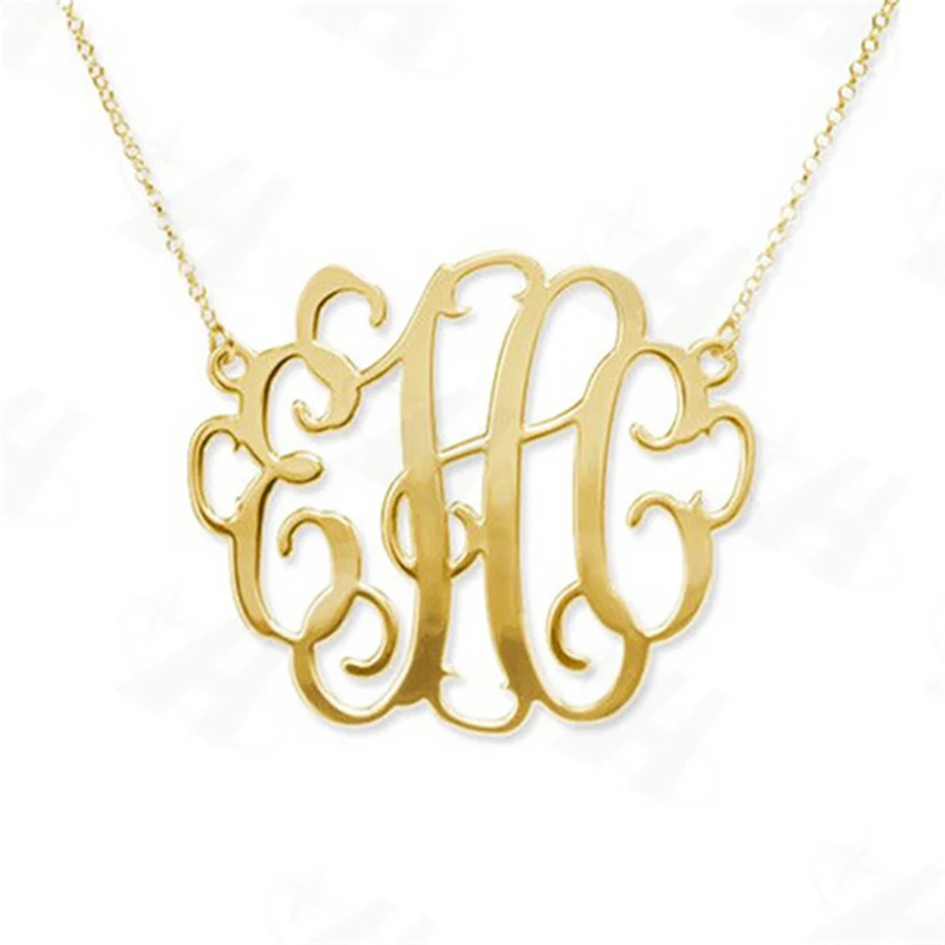 

Senfai Custom Monogram Necklace Personalized Bold Statement Initial Letter Pendant Necklace for Women Colares Femininos