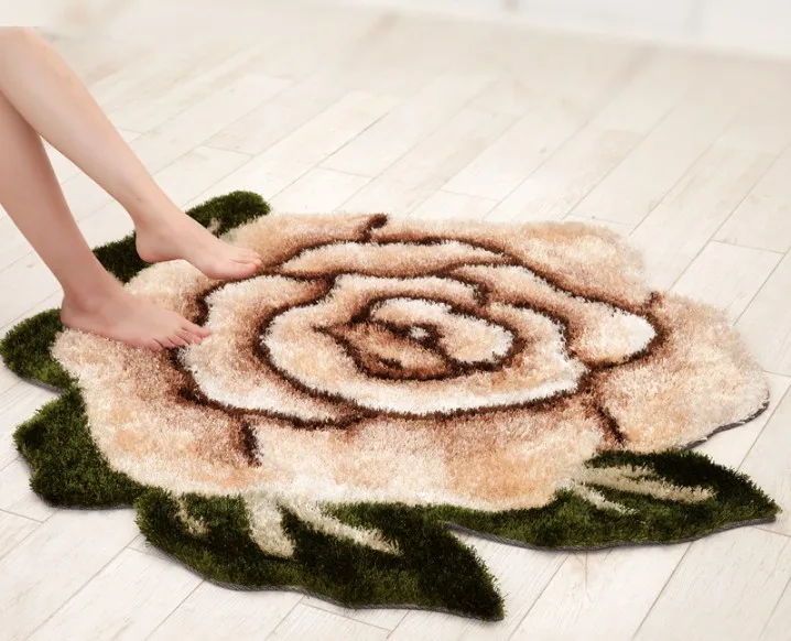 Floral bedside rug Custom mat Logo customize carpet silk mats Shaggy rugs for living room Bedroom Round Floral Carpet