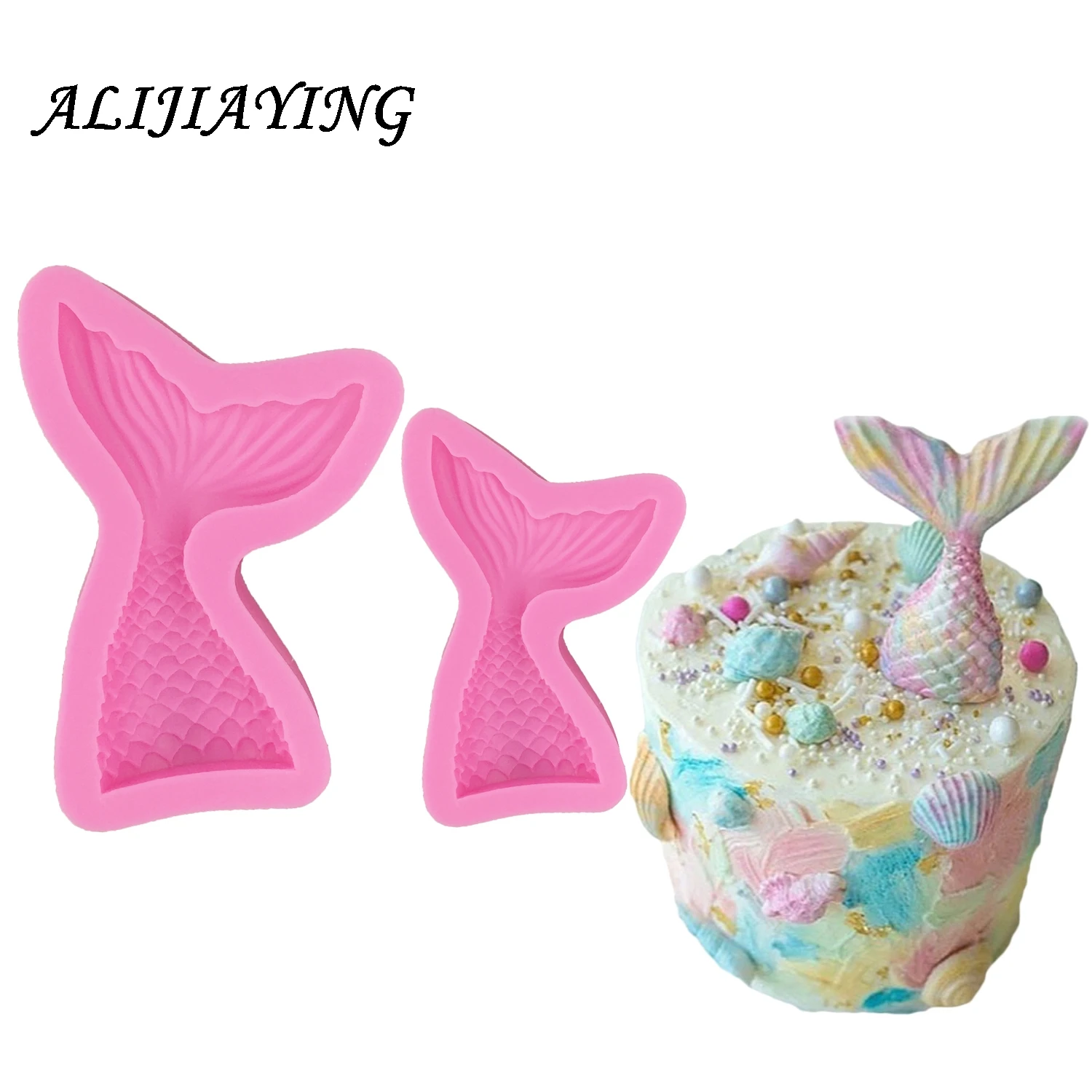 1Pcs DIY Christening Mermaid Tail Silicone Mold Fondant Cake Decorating Baking Tools Handmade Soap Mold Fish Fork tail D0562