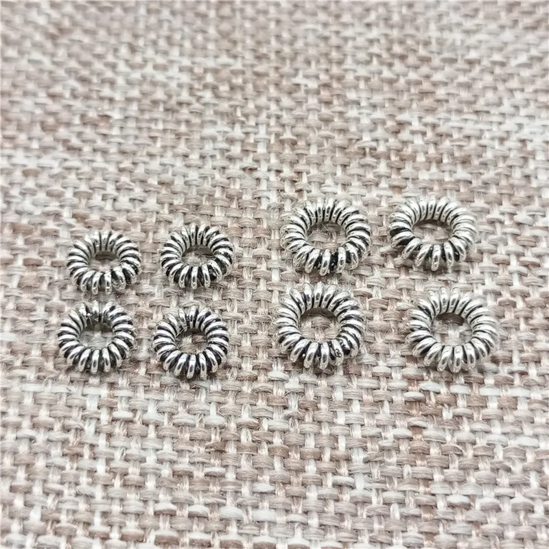 15 Sterling Silver Coiled Rope Ring Beads 925 Silver Twisted Rope Spacer 5mm 6mm
