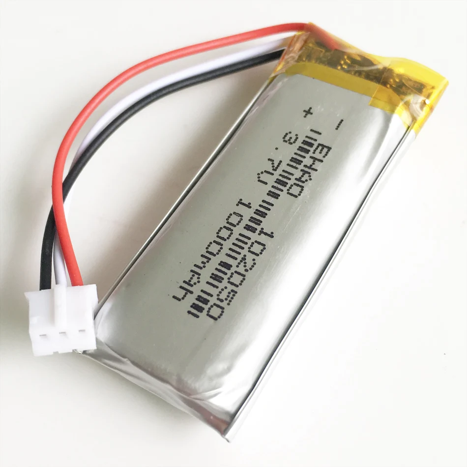 Akumulator 3.7V 1000mAh Lipo 102050 z wtykiem JST 2.0mm 3pin do komputera Audio przewodowy mikrofon domowego