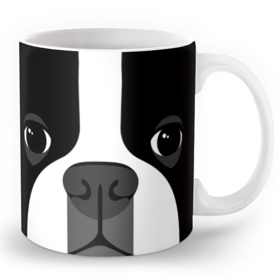 Novelty Cute Boston Terrier Coffee Mug Boston Terrier Dog Face Ceramic Coffee Milk Cups Mugs Cool Puppy Pet Dogs Gifts Kids 11oz