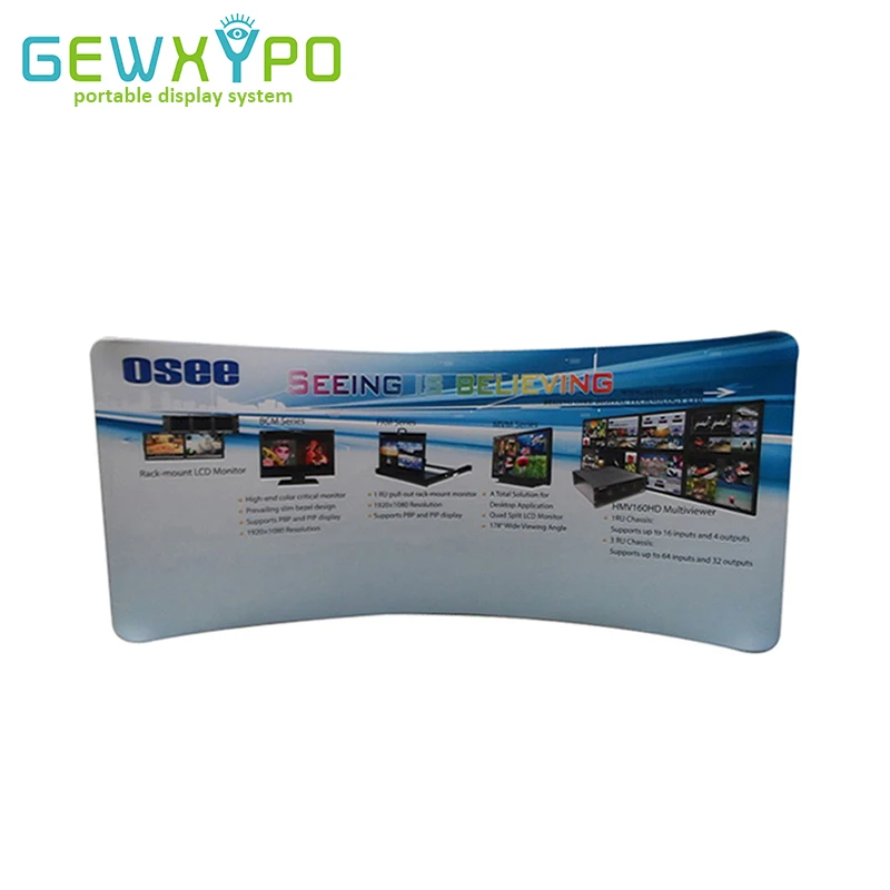 500X228cm Curved Premium Tension Fabric Advertising Backdrop Display,Portable Exhibition Banner Stand With Your Design Printing