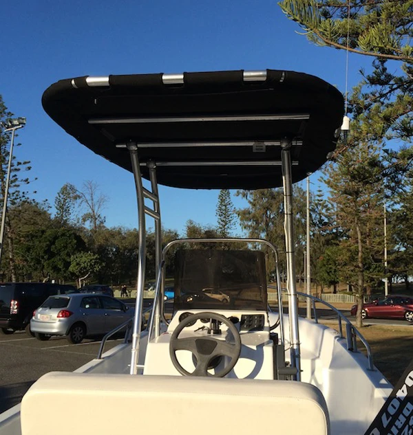 Dolphin Pro Plus Center Console Barco, T Top com Black Canopy, Bimini Top, 2 Livre Único Rod Titulares, Promoção