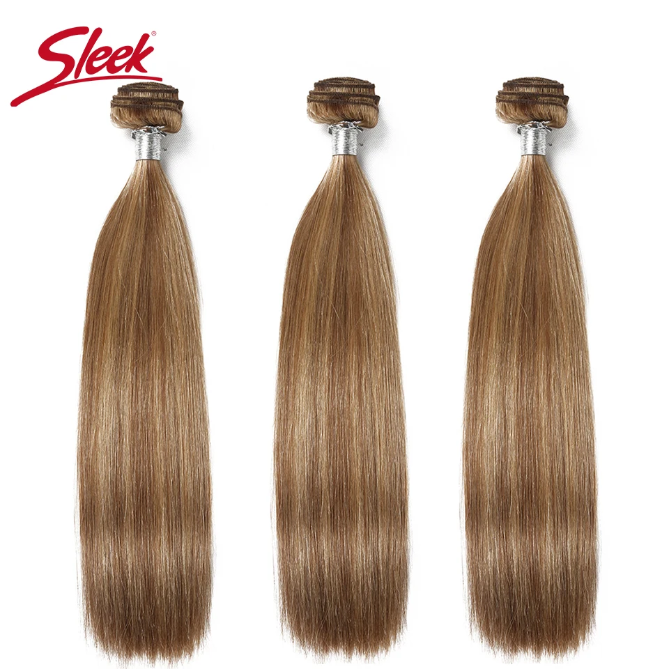 Sleek Virgin Een Stuk Honing Blonde P27/613 P10/16 Double Drawn Braziliaanse Nertsen Zijdeachtige Rechte Remy Human haar Weave Bundels