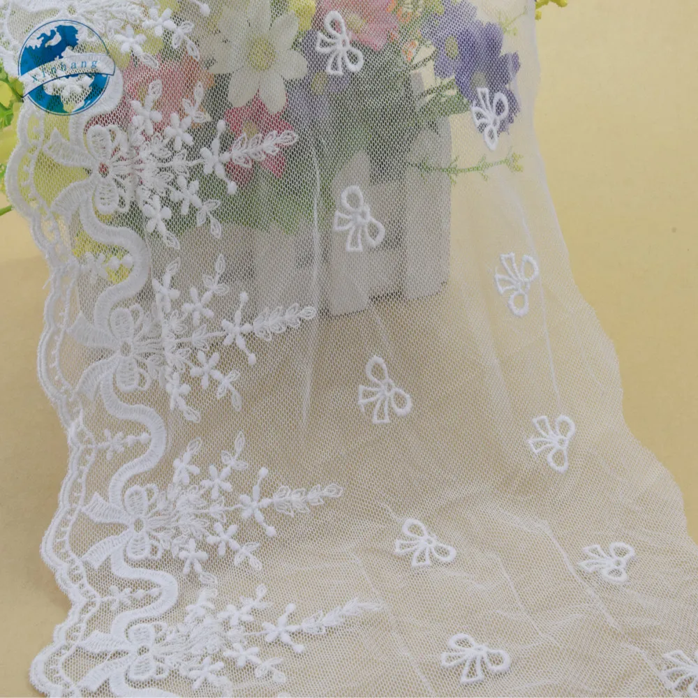21cm Wide Cotton Embroid Lace Edge Sewing Ribbon Guipure Trim Wedding DIY Garment Curtain Accessories African Doll lace#3953