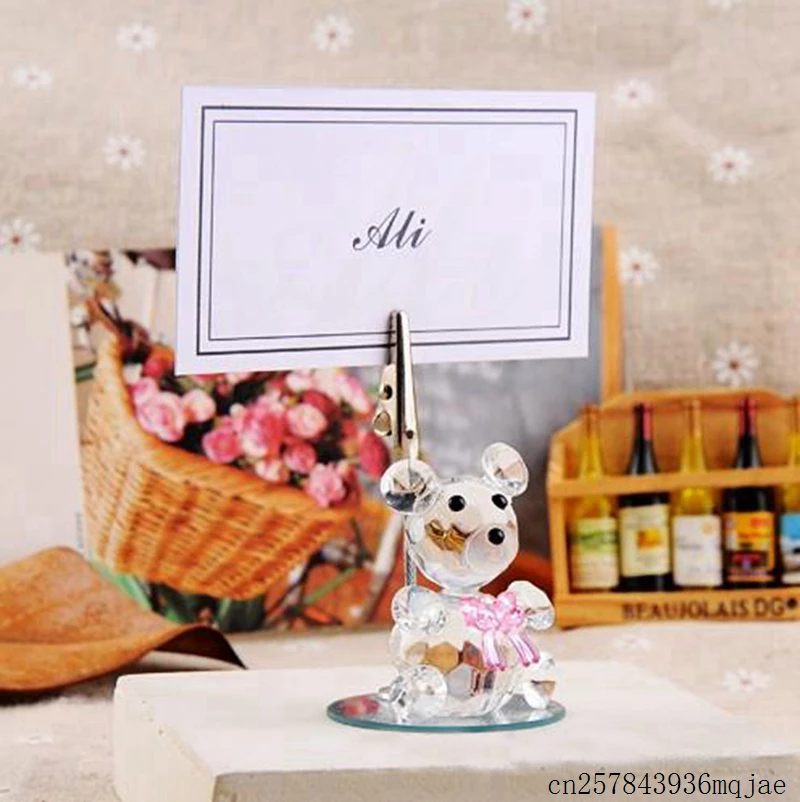 50pcs Bear Place Card Holder with Paper Card Name Card Clips Wedding Favors Kids Party Event Table Decoration