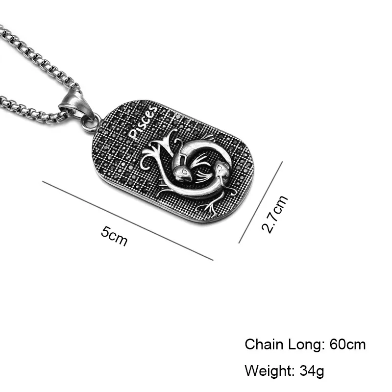 Charm Twelve Constellations Libra Scorpio Stainless Steel Men Necklaces Pendant High Quality DIY Long Necklace Cool Men Jewelry