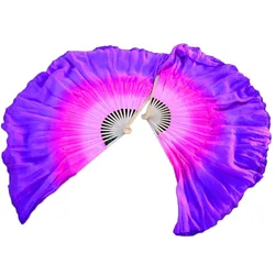 1 Pair Customized High Quality Silk Belly Dance Short Fans Pink Rose Purple Gradient Colors Double Layered Short Silk Dance Fans