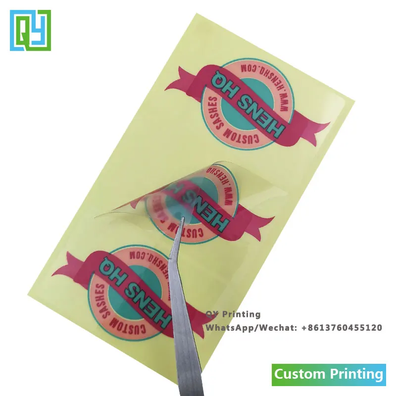 

1000pcs 70x43mm free shipping custom printed transparent self adhesive sticker custom logo printing goods seal tags