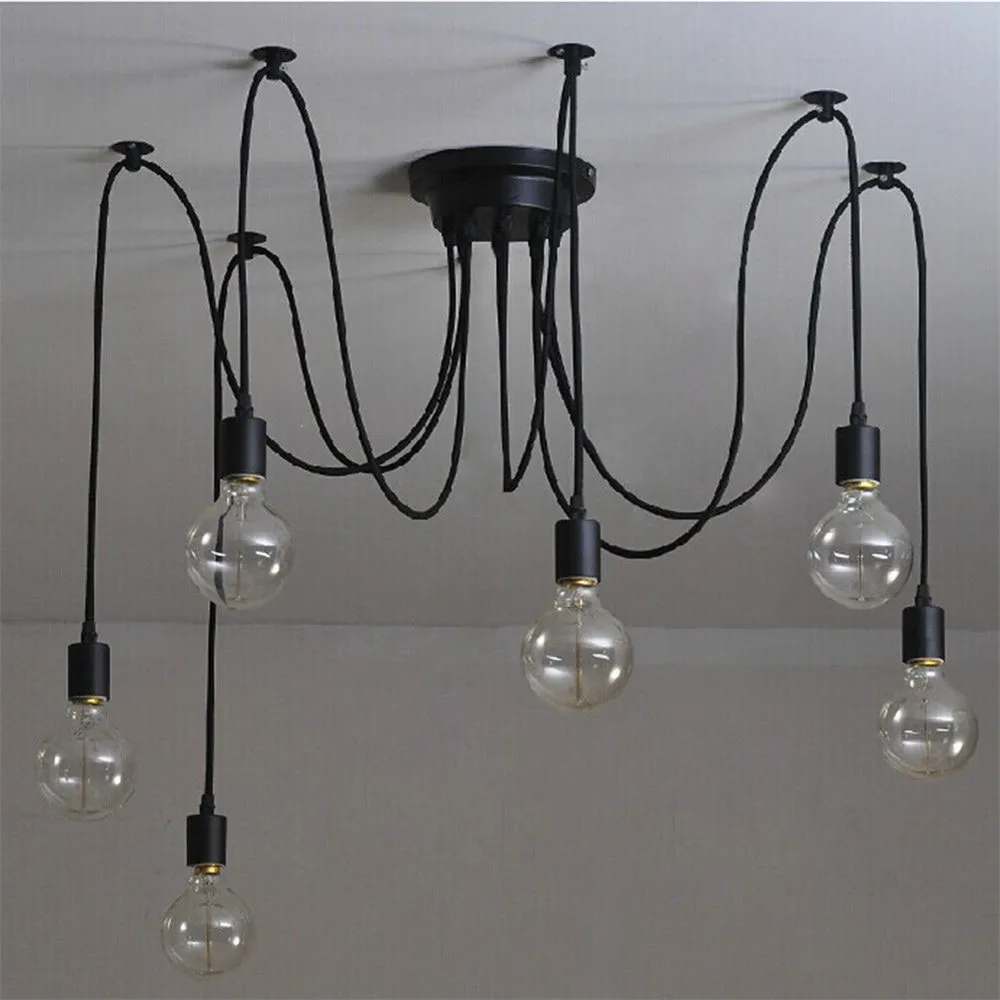 6 Heads Vintage Industrial Ceiling Lamp Simple structure Edison Light Chandelier Pendant Lighting