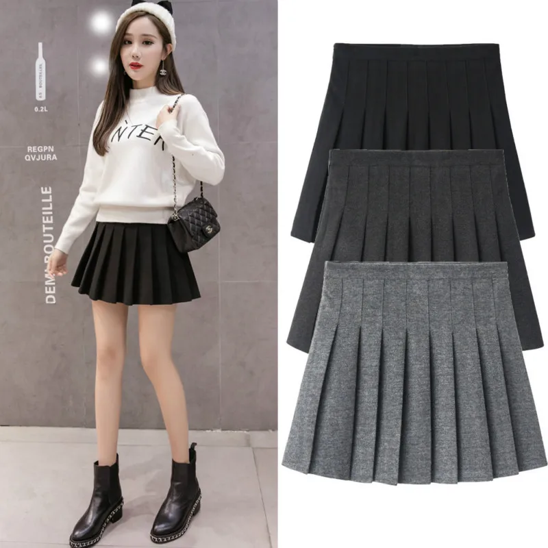 

Super Popular Woollen Thick Female Skirt Fall Winter College Style High Waist Pleated Short Shirt Sweet Breathable Miniskirt