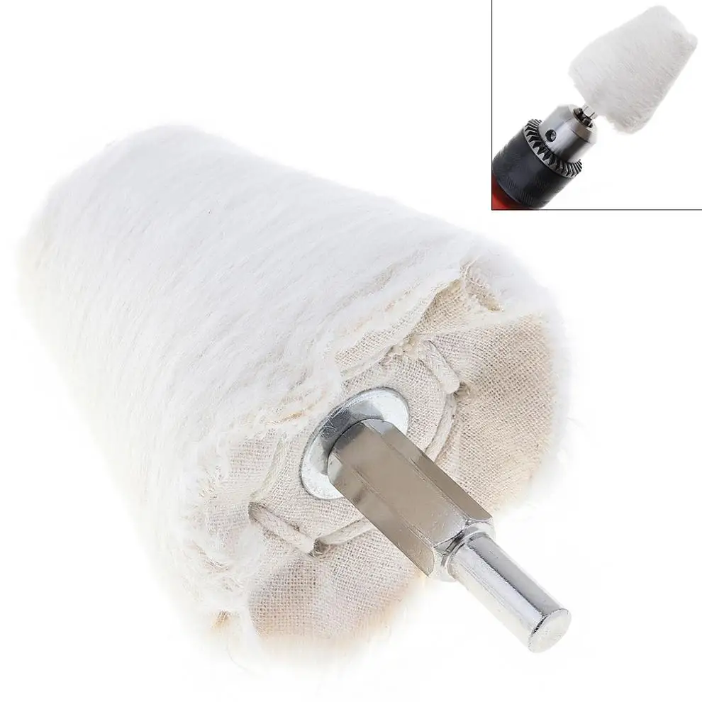 2 Inch Cone Shape White Cloth Polishing Wheel Mirror Polishing Buffer Cotton Pad for Surface Polishing / Grinding