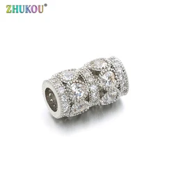 8*14mm Brass Cubic Zirconia Round-brilliant-shape for DIY Jewelry Accessories, Hole: 4.5mm, Mixed Color, Model: VW16