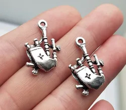 15pcs/lot--30x18mm Scottish Bagpipes Chams Antique Silver Plated Pendants For DIY Supplies Jewelry Making Finding Accessories