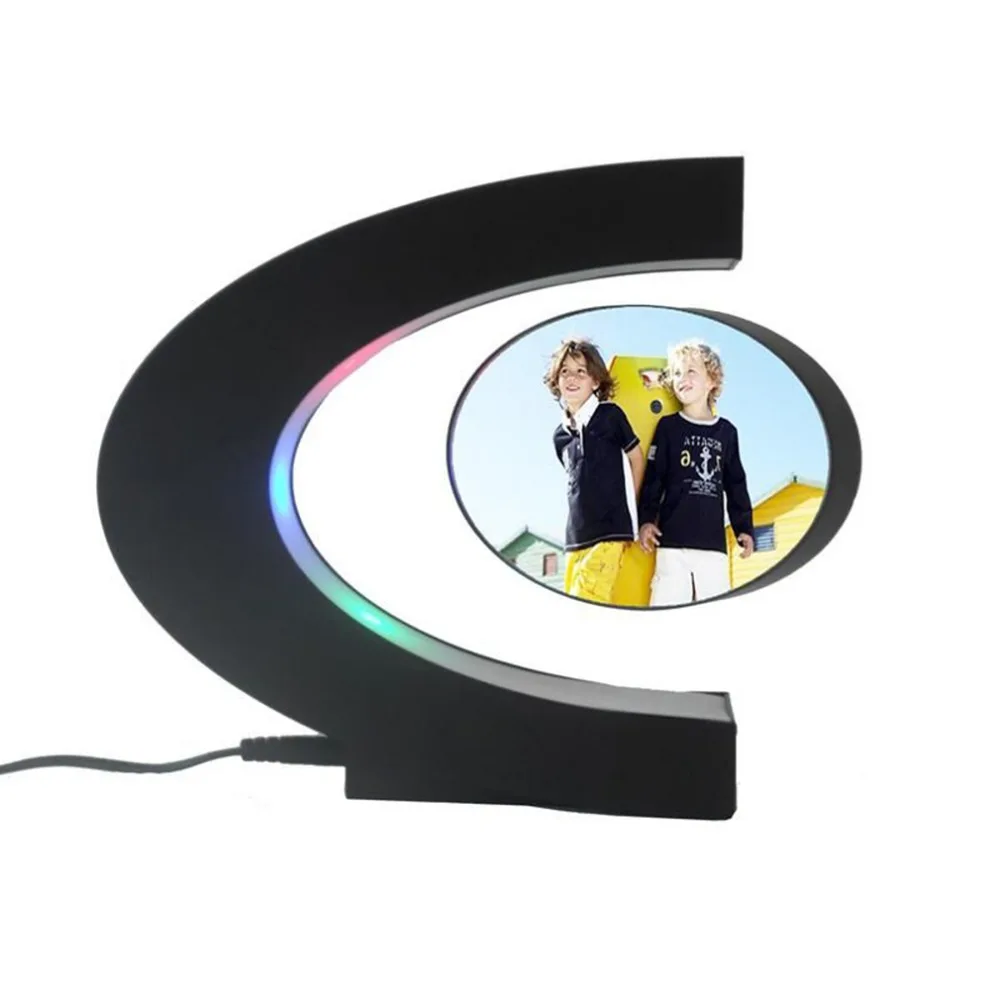 Magnetic Suspension Photo Frame, C Shape, LED Magnetic Levitation Pictures Frame, Home Office Decoration, Mother's Day Gift