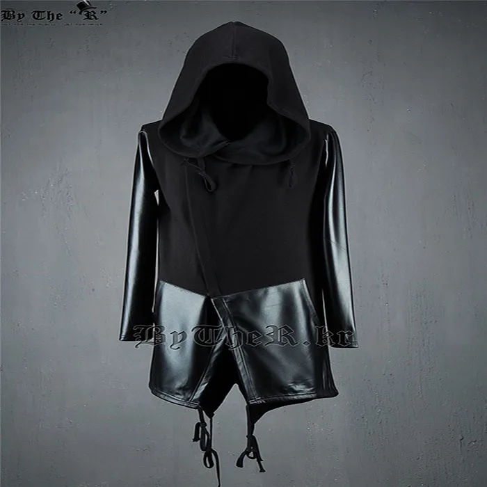 S-6XL 2024 Byther Male Autumn Winter With A Hood Pew Patchwork Outerwear Sweatshirt Plus Size Men's Clothing Singer Costumes