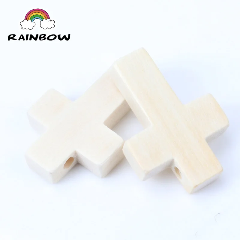 Faceted Natural Wooden Colors Cross Shape Spacer Beads For Jewelry Making DIY 22x15mm 50Pcs