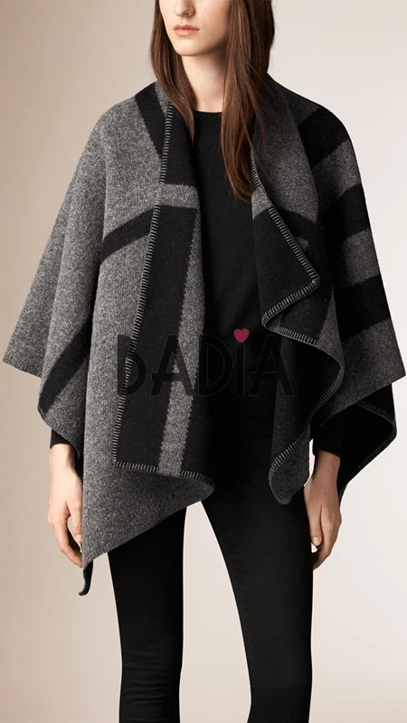 Winter Brand Women Blanket Poncho Coat Top Cashmere Wool Scarf Plaid Monogram Poncho Cape Color Block Check Blanket Wraps Stole