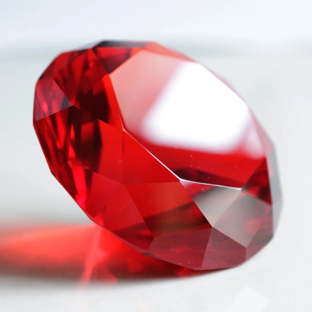 6cm Ruby Red Color Crystal Glass Diamond Paper Weight  Miniature Gorgeus Crystal Wedding Decoration Wedding Valentine Gifts