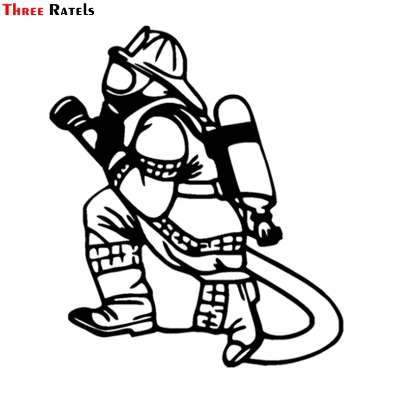 Three Ratels TZ-1215# 17.3*15cm 1-4 Pieces Car Sticker Fire Fighter Funny Stickers Decals