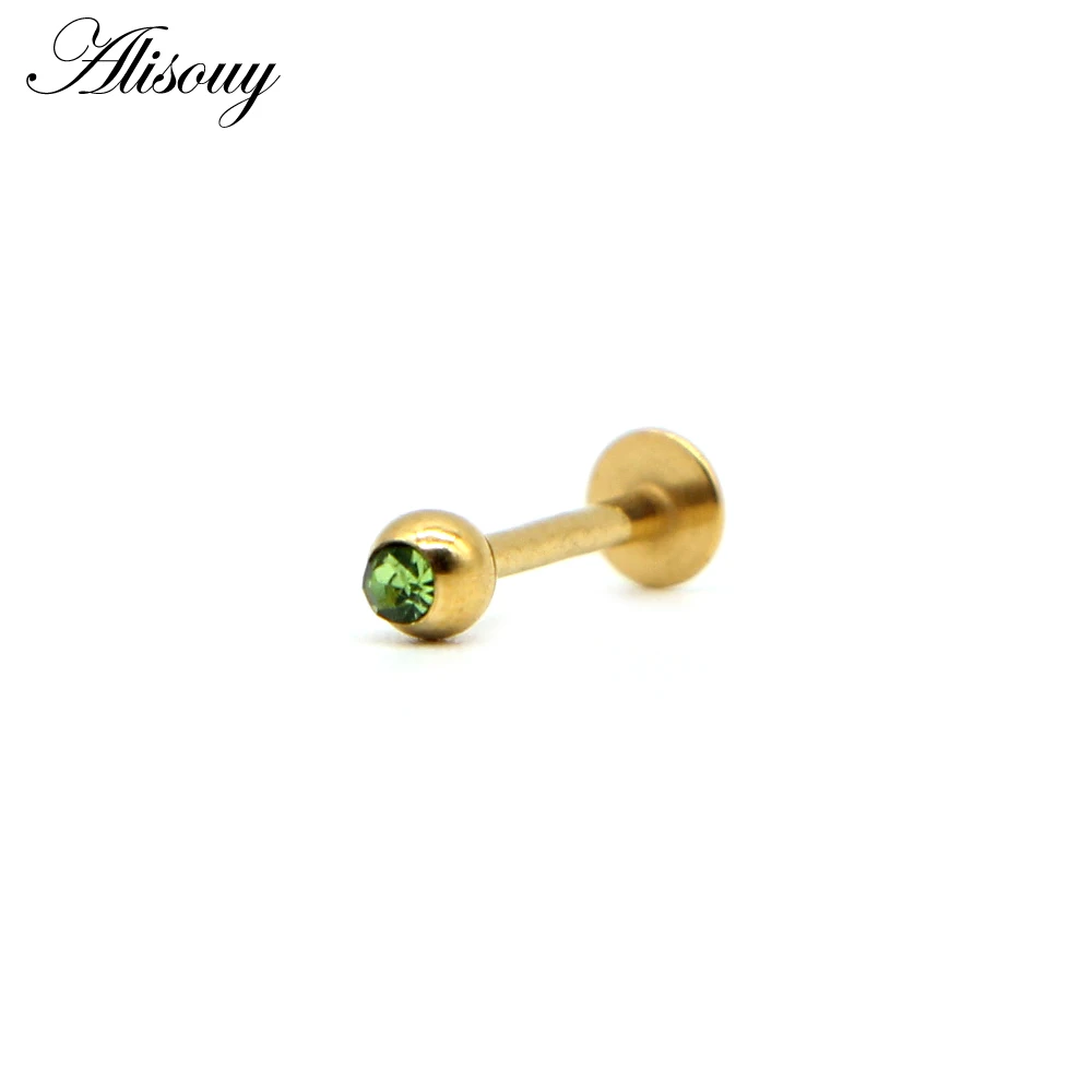 Alisouy-Labret 피어싱 먼로 바 립 링 스터드 1 개, 16G 골드 컬러 Tragus 귀걸이 헬릭스 연골 코 눈썹 바디 쥬얼리