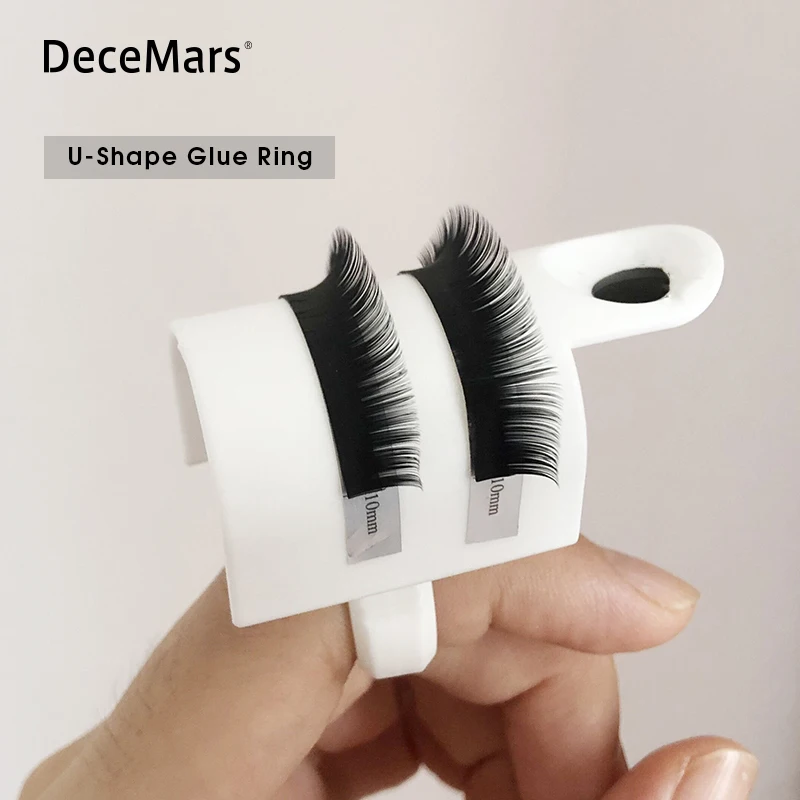 DeceMars Eyelash Extension Glue Ring U-shape Ring Adhesive Eyelash Pallet Holder Set Makeup Kit Tool