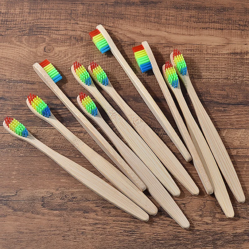 10Pcs Bamboo Toothbrush Eco Friendly Wooden Tooth Brush BPA Free Soft Bristle Tip Charcoal Adults Oral Care Toothbrushes