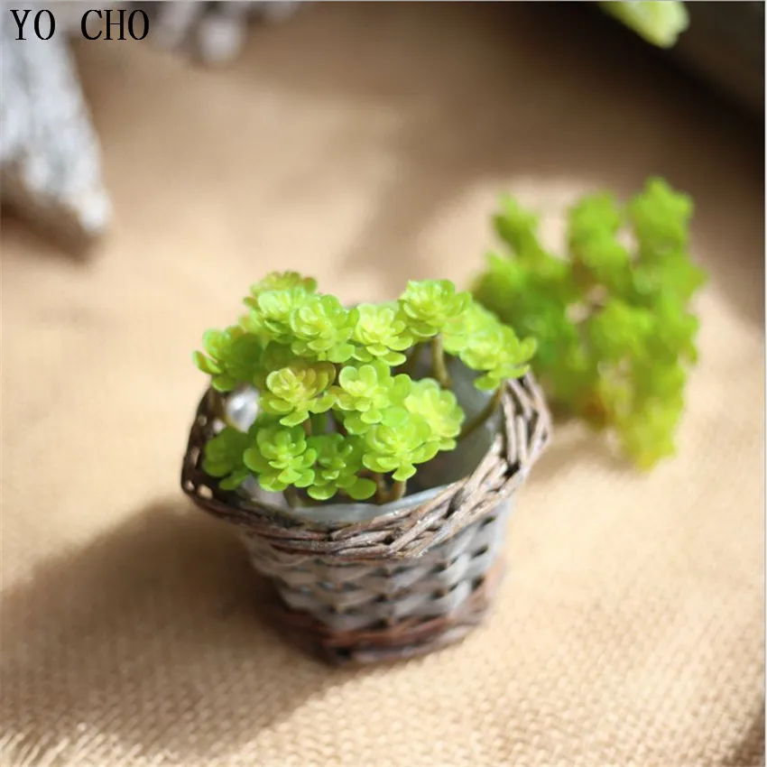 YO CHO 1PC Artificial Succulents Plant Fake Grass Plastic Flowers Tropical Decor DIY High Quality 24 Heads Fake Lotus Succulent