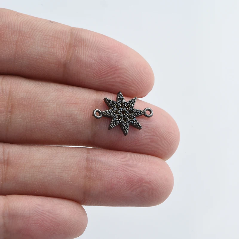 16*12mm Black Cubic Zirconia Star Charms Pendants  Accessories for DIY Handmade Jewelry Bracelet Necklace Making