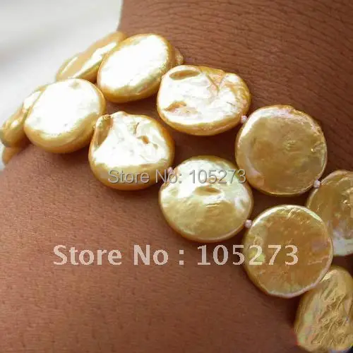 

2ROWS AA 12MM-13MM 8''INCHS GOLDEN COIN CULTURED PEARL BRACELET FASHION PEARL JEWELRY WHOLESALE NEW FREE SHIPPING FN1144