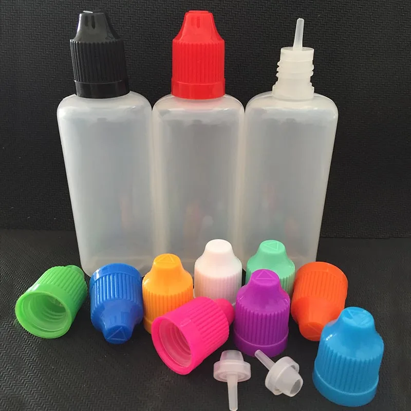 

600pcs Empty PE 60ml Plastic Dropper Bottles with Colorful Childproof Cap and Long Thin Tips for E Liquid Nail Gel