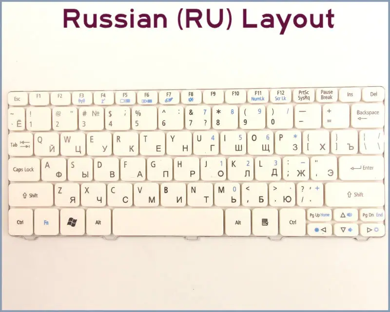 New Keyboard RU Russian Version for Acer Aspire One D260 D270 AOD270 521 AO521 522 AO522 Laptop White