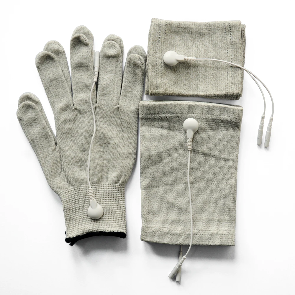 

Conductive Slivery Fiber Electrode Massage Gloves & Elbow pads & Wrist pads For TENS Unit For Physical Therapy