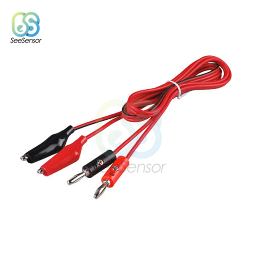 1M 100cm Alligator Cilp to AV Banana Plug Test Cable Lead Connector Dual Tester Probe Crocodile Clip for Multimeter Measure Tool