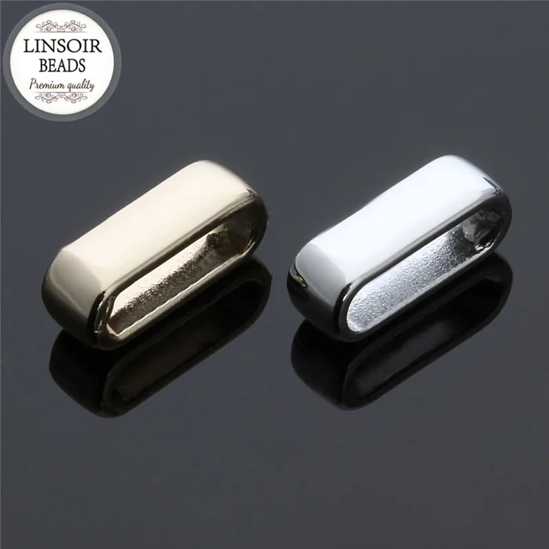 LINSOIR 40pcs Gold Color Slider Spacer Beads Fit 10*2.5mm Leather Cord Metal Large Big Hole Beads For Jewelry Making Diy F5356