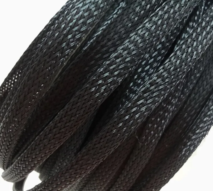 

Free shiping High quality 10meters/lot Three wire encryption 30mm black expandable braided tube mesh woven PET braided tube