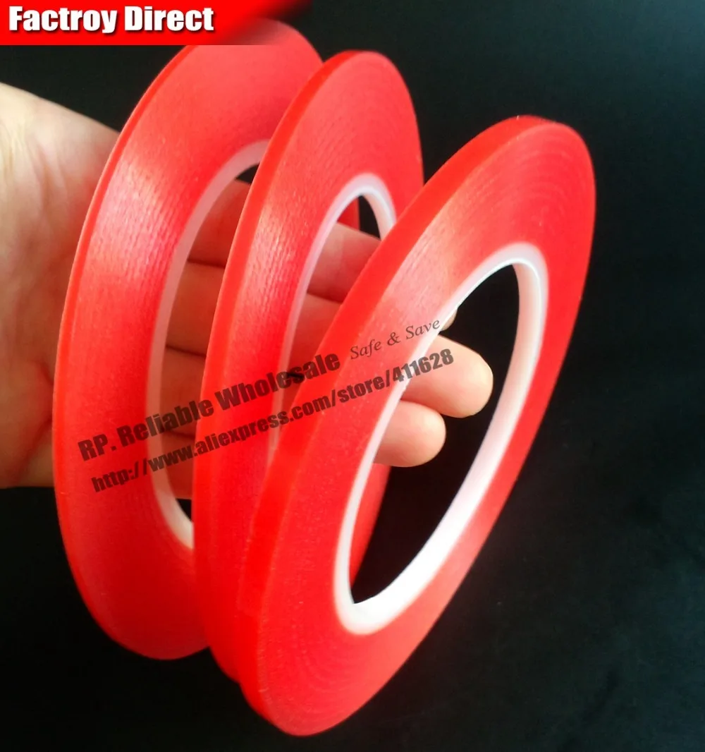 (1mm/5mm/10mm) 0.2mm, Red Film Double Sided Adhesive Clear Tape, High Bond for iphone ipad  HTC Battery Screen LCD LED