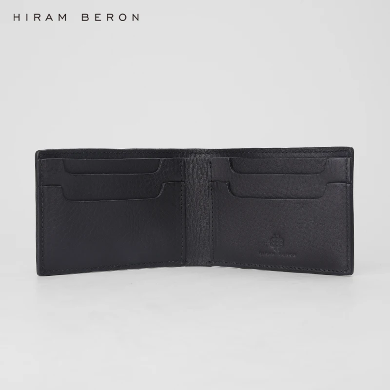 Hiram Beron-Portefeuille en cuir de vachette pour homme, porte-cartes en tannage végétal, sac à main