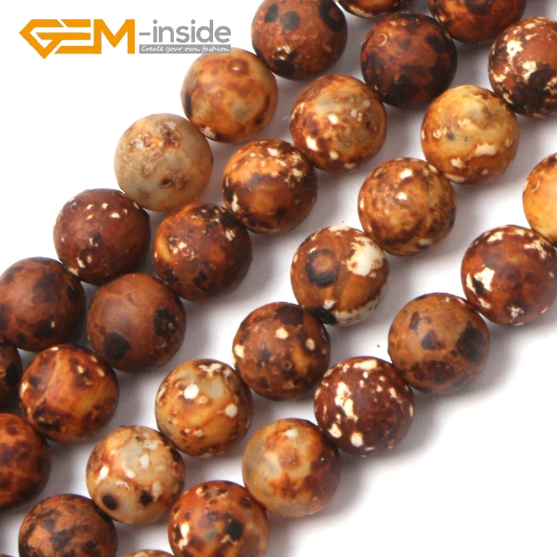 8/10/12/14/16mm GEM-inside Natural Vintage Wood Agates Gem  stone Round Beads For Jewelry Making Strand 15